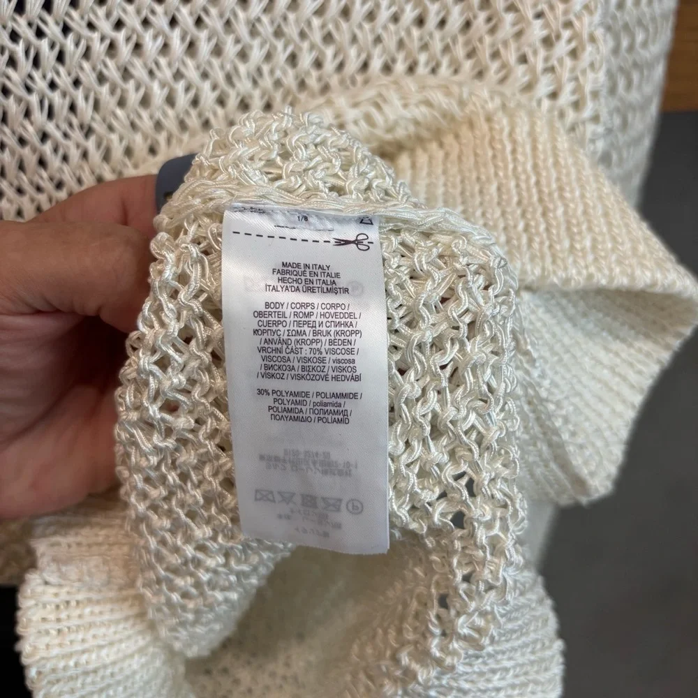 NWT Ralph Lauren Purple Label Women's Turtleneck Open Knit White Sweater, Size S